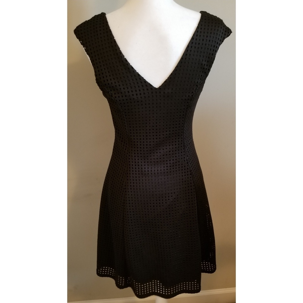SAKS FIFTH AVENUE Black Perforated Skater Dress - Picture 4 of 6